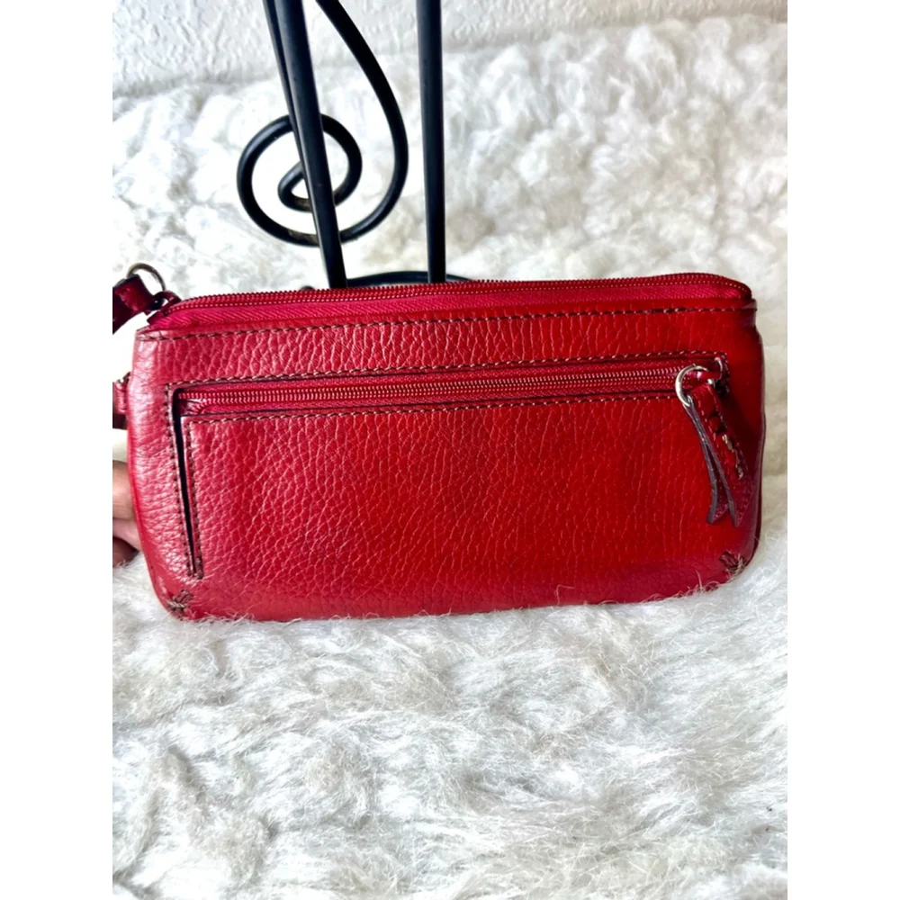 BRIGHTON Small Red Wallet with Pockets, Button Detail EUC.